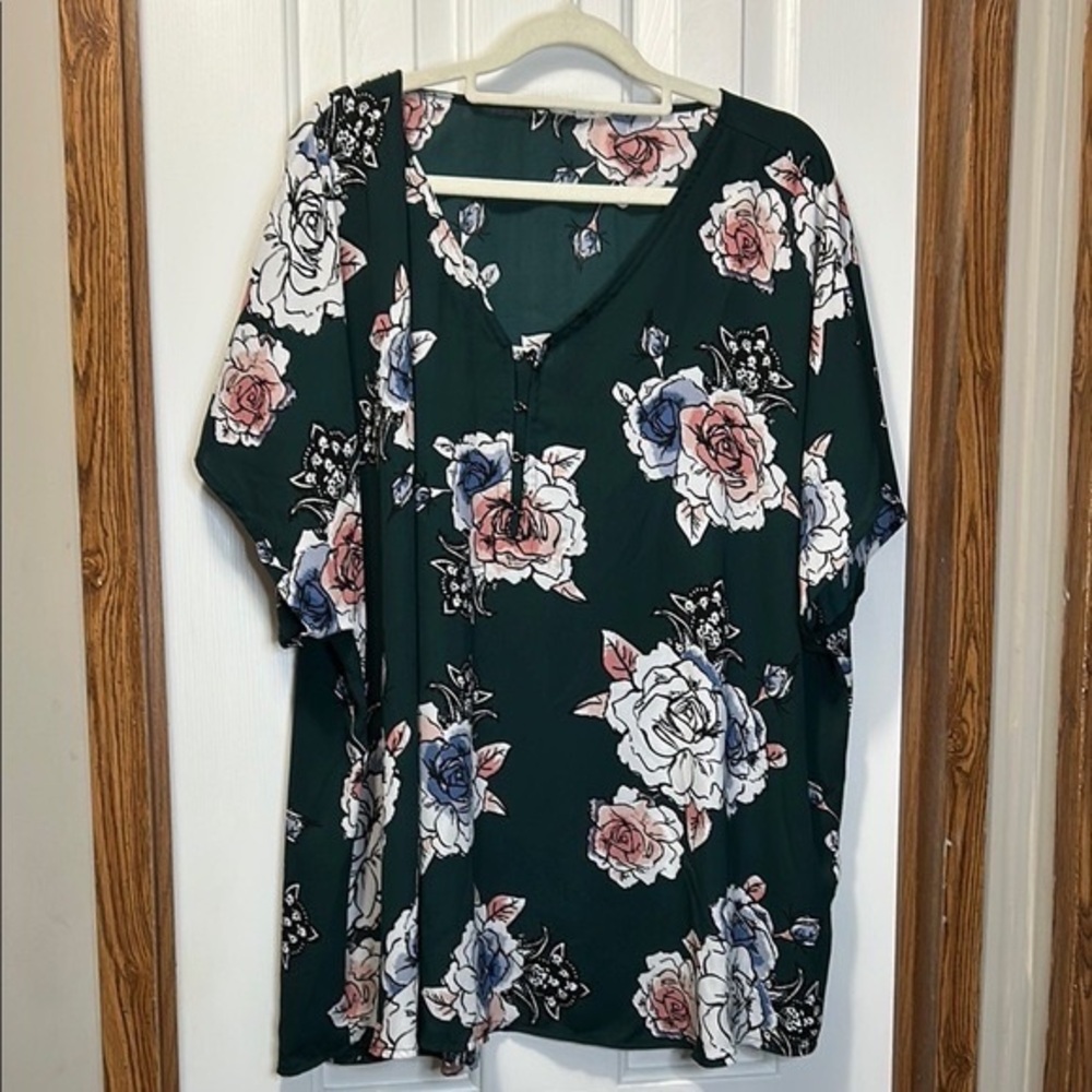 Maurices Dark Green Floral Blouse